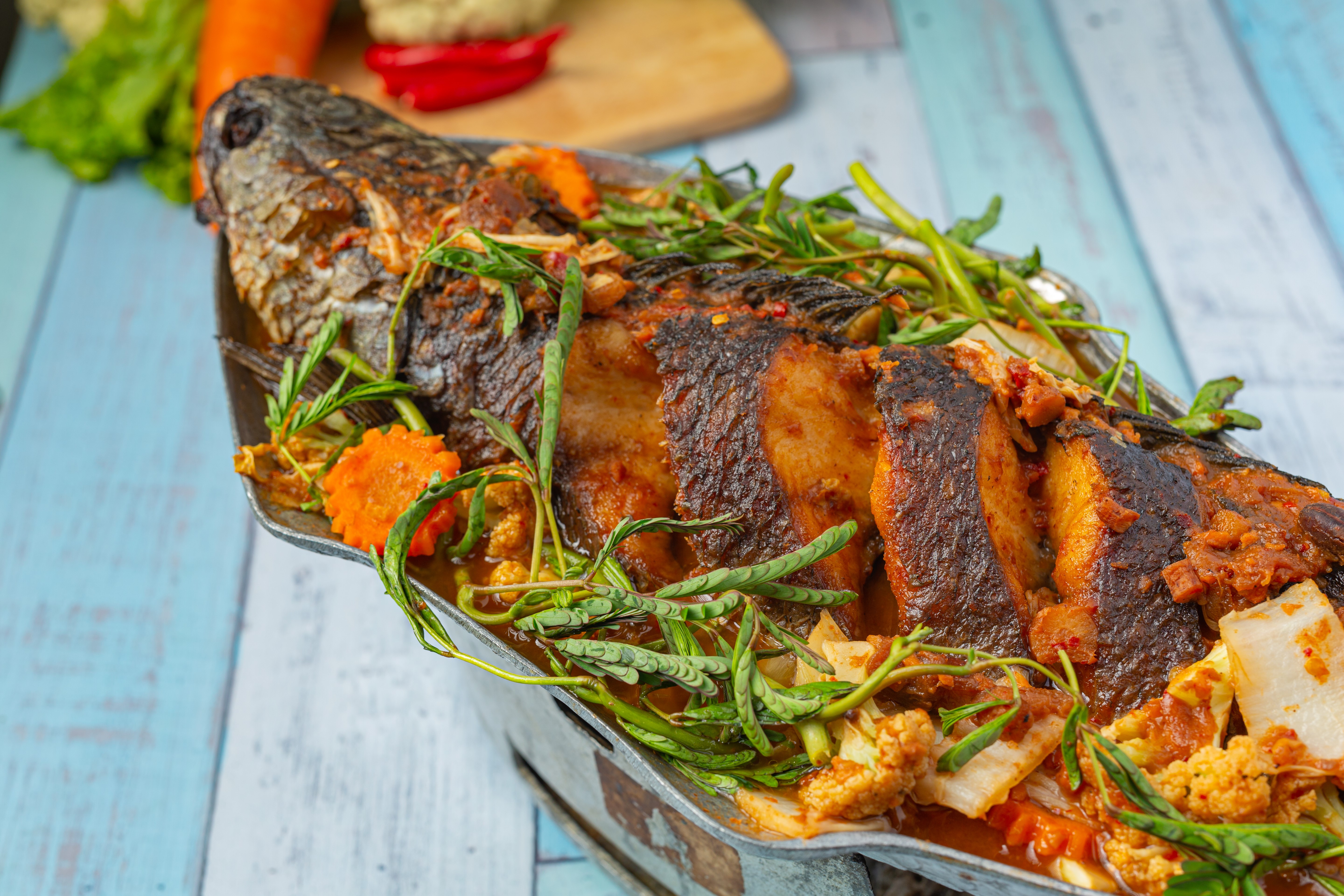 Grilled croaker fish